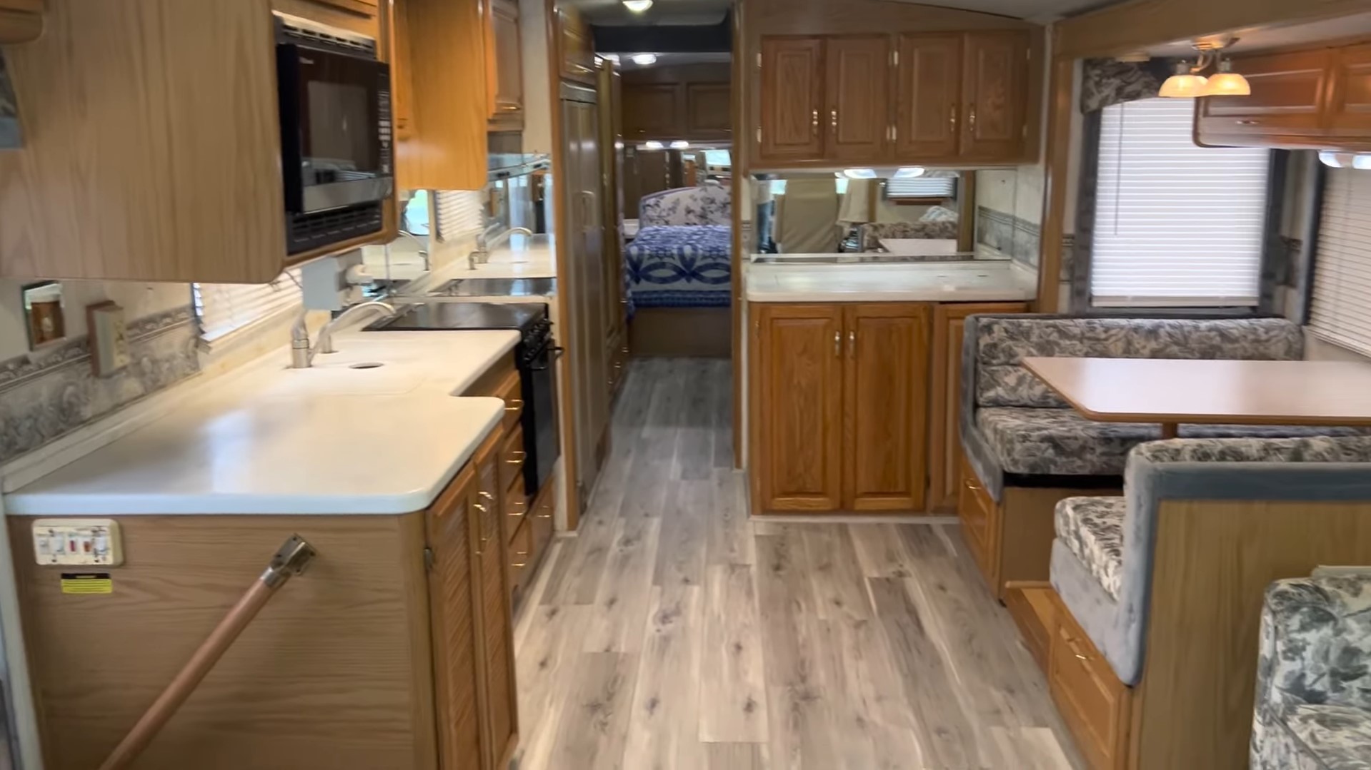 2000 Fleetwood Bounder 39Z — galley and dinette looking toward the bedroom
